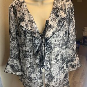 Christopher & Banks Black and White Printed Button-Down Shirt